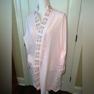 Cabernet Robe Pink Sequin Embroidered Size M Cotton Robe, 100% Cotton No Tie